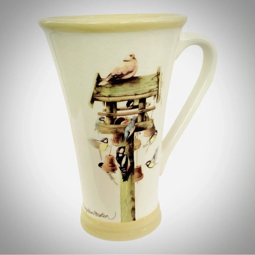 Vintage Marjolein Bastin Birdhouse Mug Coffee Latte Tall Tea Signed Birds Cup - Picture 7 of 7